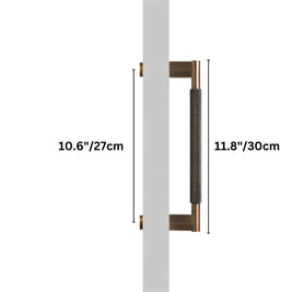 Solid Brass Double-Sided Door Pull, Modern Entry & Interior Door Hardware, Knurled Grip, Single or Double Configuration, 10.6-16.5in