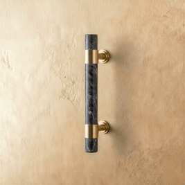 Natural Marble & Crystal Cabinet Knobs & Drawer Pulls, Modern Kitchen & Dresser Hardware, Brass Fittings, Set of 2 in 5 Colors, 2.4-5in