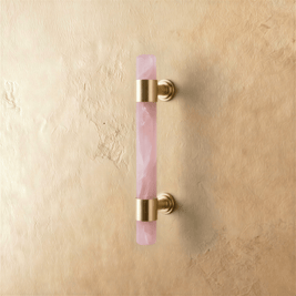 Natural Marble & Crystal Cabinet Knobs & Drawer Pulls, Modern Kitchen & Dresser Hardware, Brass Fittings, Set of 2 in 5 Colors, 2.4-5in