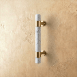 Natural Marble & Crystal Cabinet Knobs & Drawer Pulls, Modern Kitchen & Dresser Hardware, Brass Fittings, Set of 2 in 5 Colors, 2.4-5in