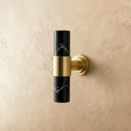 Natural Marble & Crystal Cabinet Knobs & Drawer Pulls, Modern Kitchen & Dresser Hardware, Brass Fittings, Set of 2 in 5 Colors, 2.4-5in