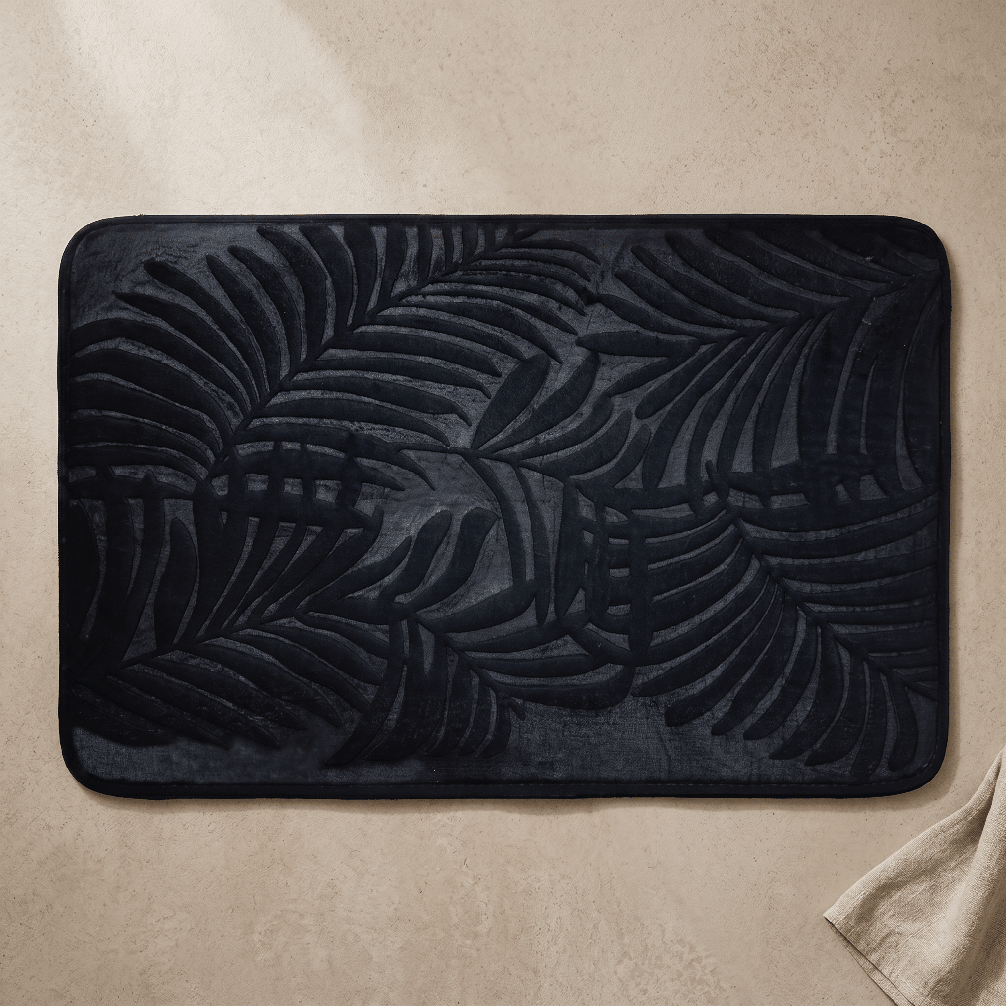 PUCK: Memory Foam Badmat – Antislip met Bladmotief - Volsani