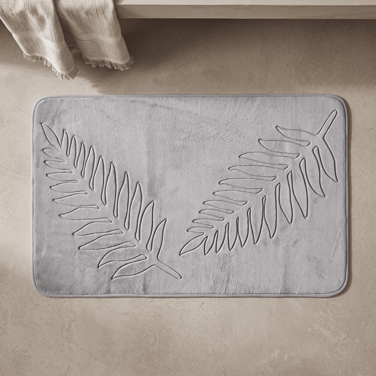 PUCK: Memory Foam Badmat – Antislip met Bladmotief - Volsani