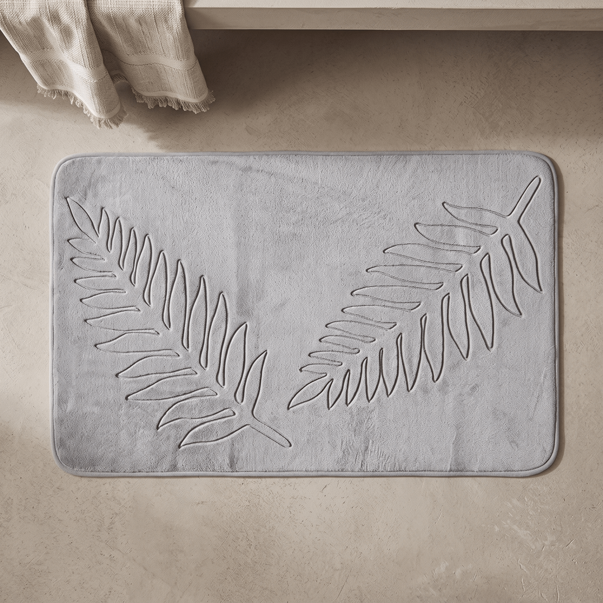 PUCK: Memory Foam Badmat – Antislip met Bladmotief - Volsani