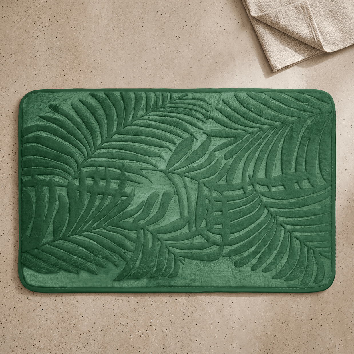 PUCK: Memory Foam Badmat – Antislip met Bladmotief - Volsani