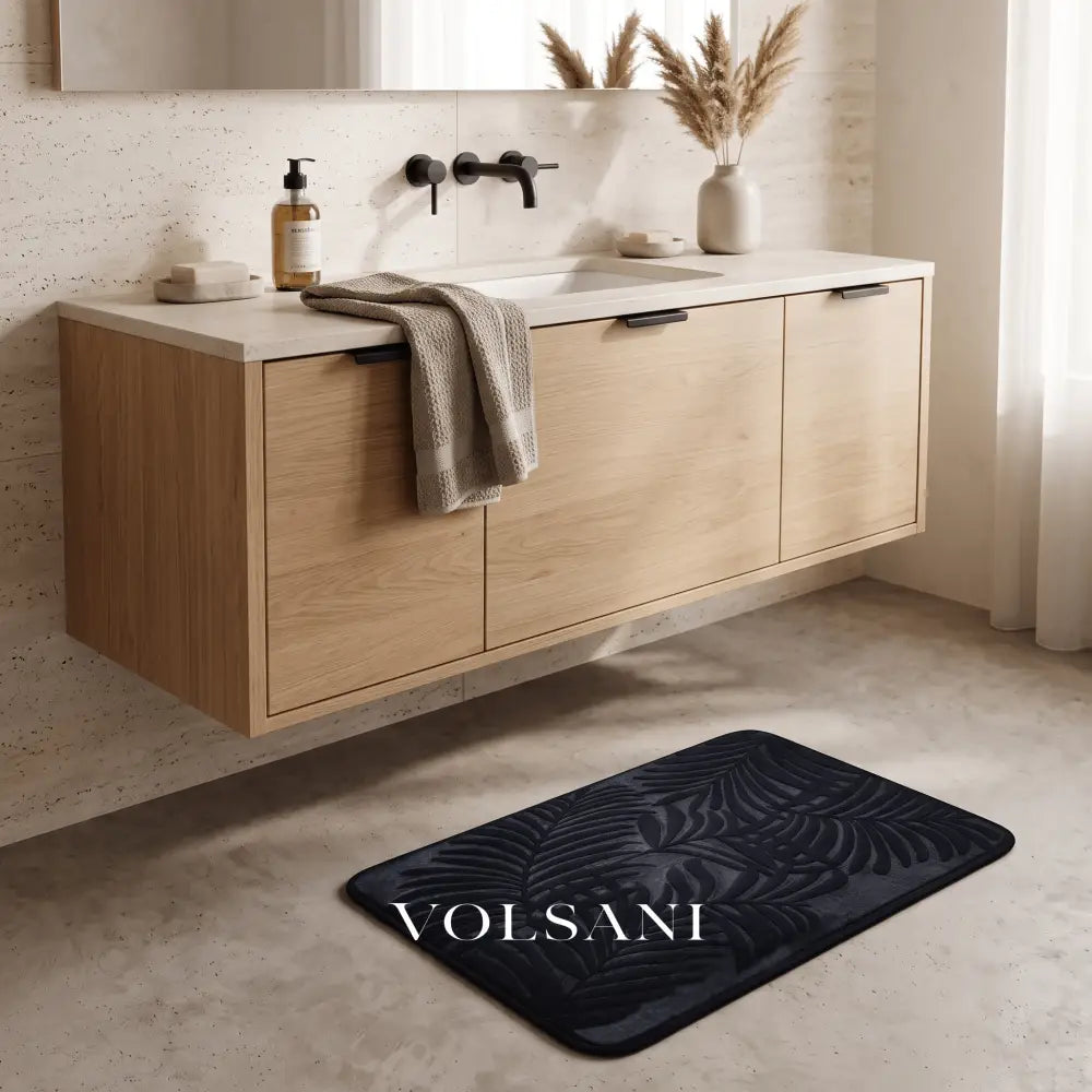 PUCK: Memory Foam Badmat – Antislip met Bladmotief - Volsani