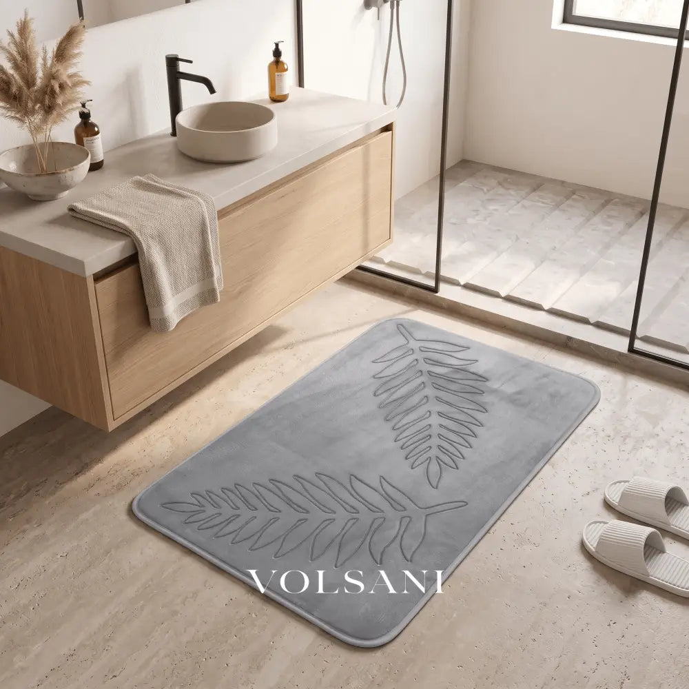 PUCK: Memory Foam Badmat – Antislip met Bladmotief - Volsani