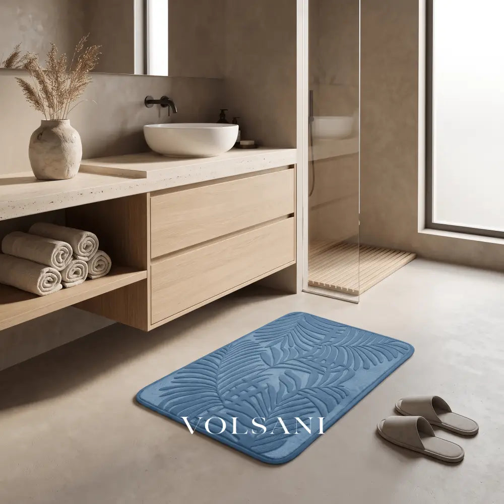 PUCK: Memory Foam Badmat – Antislip met Bladmotief - Volsani