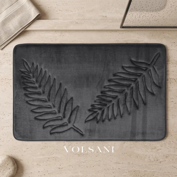 PUCK: Memory Foam Badmat – Antislip met Bladmotief - Volsani