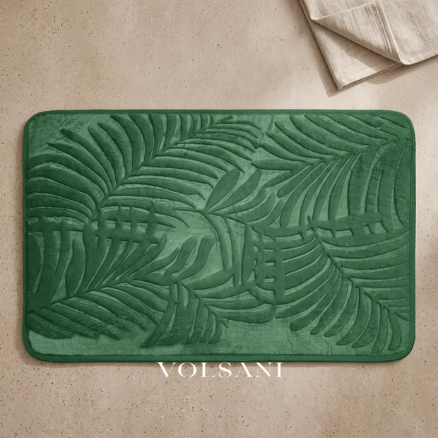 PUCK: Memory Foam Badmat – Antislip met Bladmotief - Volsani