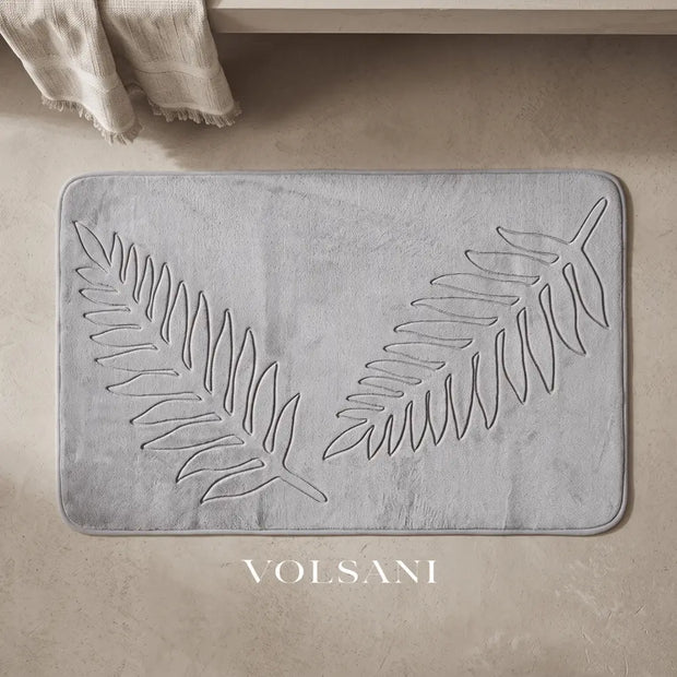 PUCK: Memory Foam Badmat – Antislip met Bladmotief - Volsani