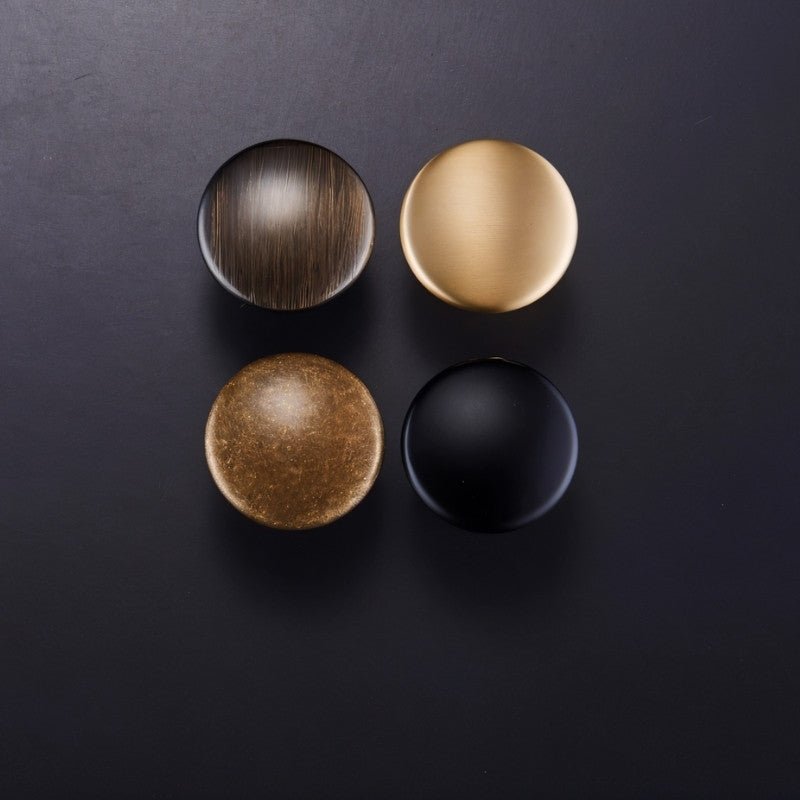 Solid Brass Domed Cabinet Knobs, Classic Kitchen & Wardrobe Hardware, Flared Base, Set of 2 in Black Brass or Bronze, 1.1 x 1.1in