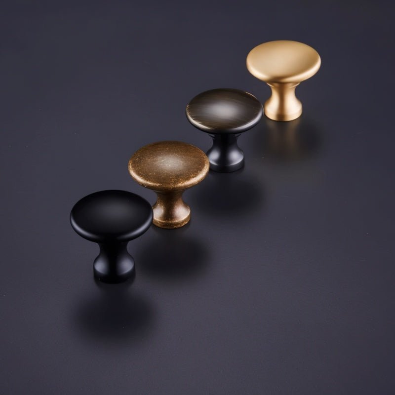 Solid Brass Domed Cabinet Knobs, Classic Kitchen & Wardrobe Hardware, Flared Base, Set of 2 in Black Brass or Bronze, 1.1 x 1.1in