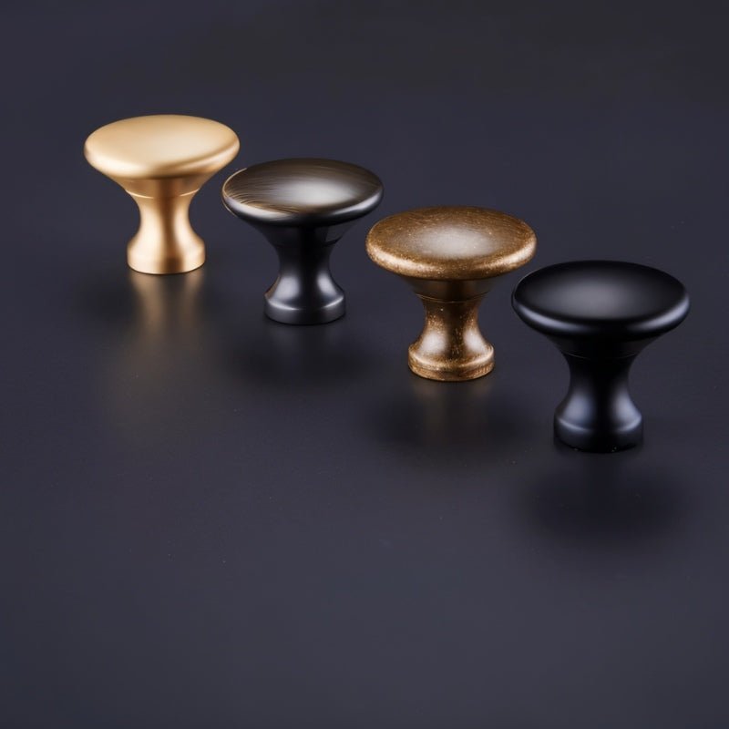 Solid Brass Domed Cabinet Knobs, Classic Kitchen & Wardrobe Hardware, Flared Base, Set of 2 in Black Brass or Bronze, 1.1 x 1.1in