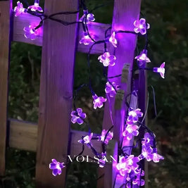 Purple Cherry Blossom Halloween Decorative Solar String Light Outdoor Waterproof Atmosphere Fairy flower Garden Lamp