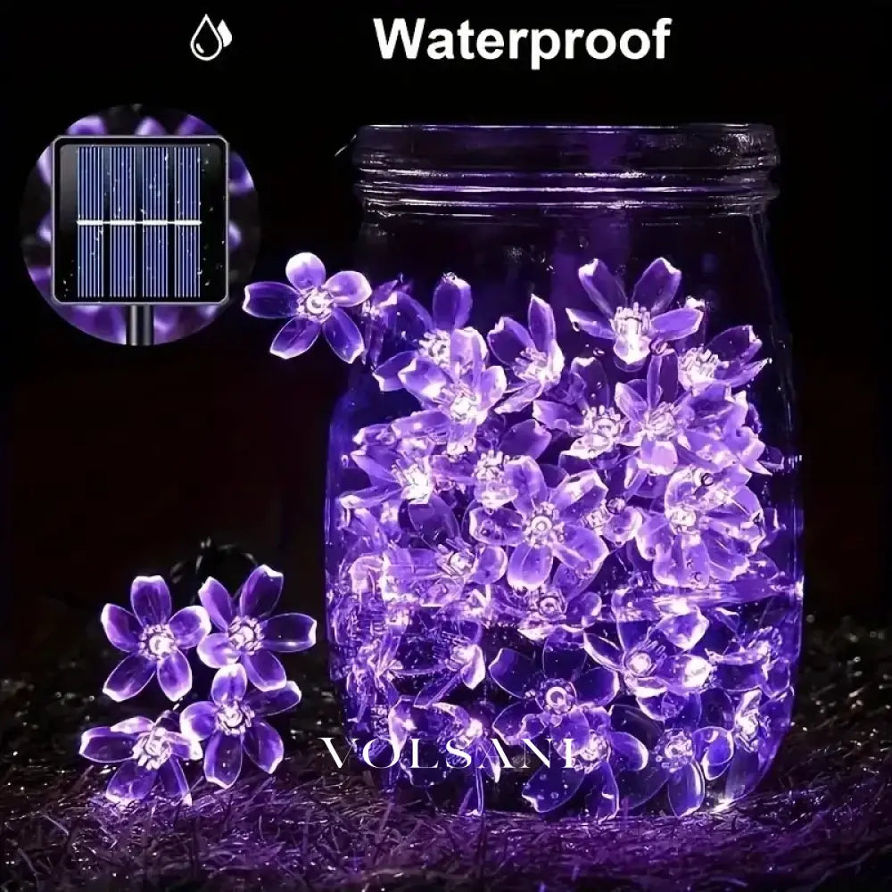 Purple Cherry Blossom Halloween Decorative Solar String Light Outdoor Waterproof Atmosphere Fairy flower Garden Lamp