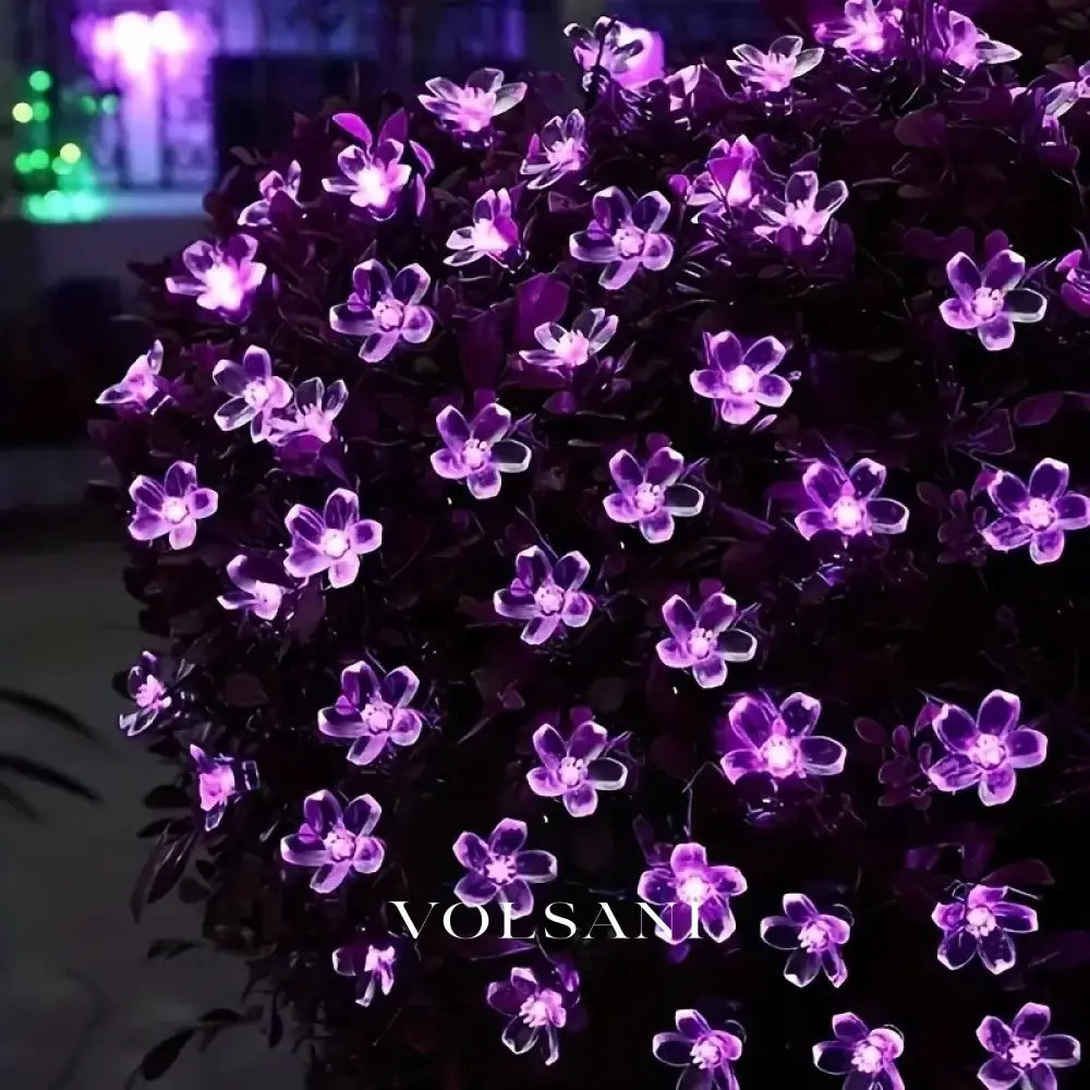 Purple Cherry Blossom Halloween Decorative Solar String Light Outdoor Waterproof Atmosphere Fairy flower Garden Lamp