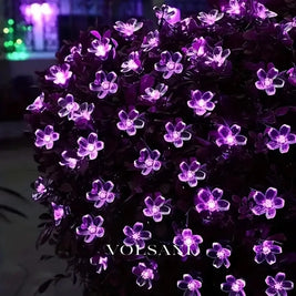 Purple Cherry Blossom Halloween Decorative Solar String Light Outdoor Waterproof Atmosphere Fairy flower Garden Lamp