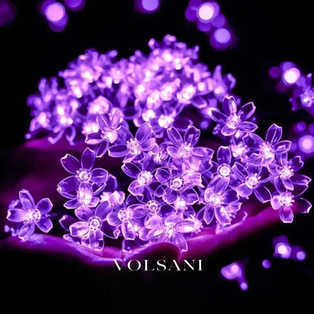 Purple Cherry Blossom Halloween Decorative Solar String Light Outdoor Waterproof Atmosphere Fairy flower Garden Lamp