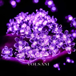 Purple Cherry Blossom Halloween Decorative Solar String Light Outdoor Waterproof Atmosphere Fairy flower Garden Lamp