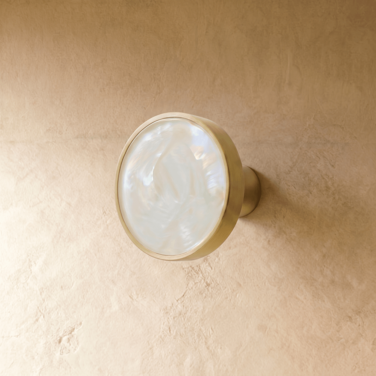 Shell Inlay & Brass Cabinet Knobs & Pull Bars, Contemporary Kitchen & Wardrobe Hardware, Pearl Texture, Set of 2, 0.8-5in