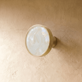 Shell Inlay & Brass Cabinet Knobs & Pull Bars, Contemporary Kitchen & Wardrobe Hardware, Pearl Texture, Set of 2, 0.8-5in