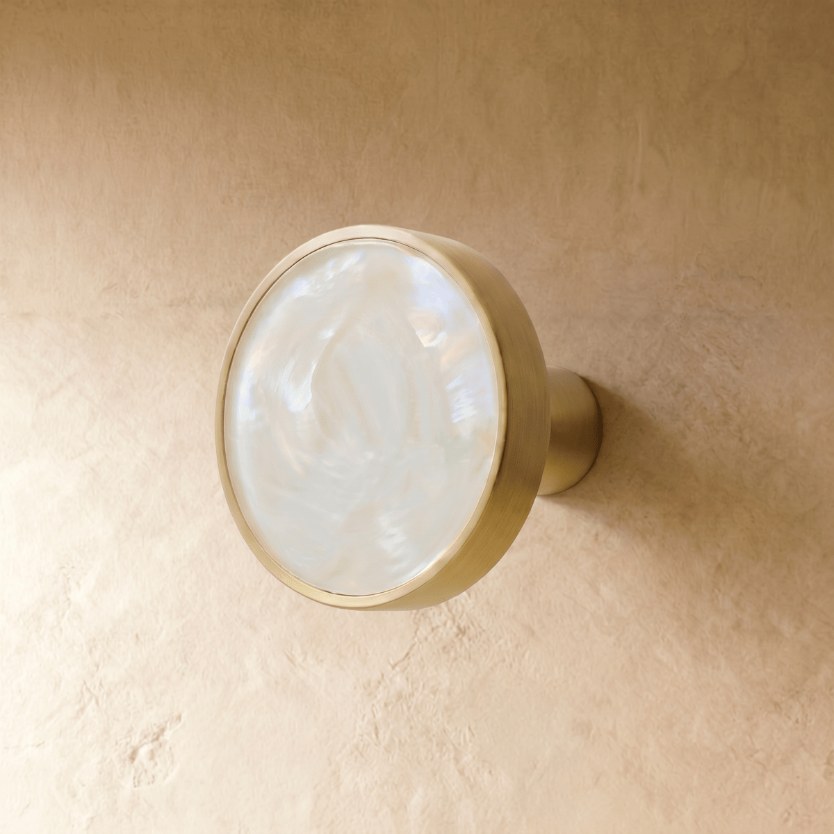 Shell Inlay & Brass Cabinet Knobs & Pull Bars, Contemporary Kitchen & Wardrobe Hardware, Pearl Texture, Set of 2, 0.8-5in
