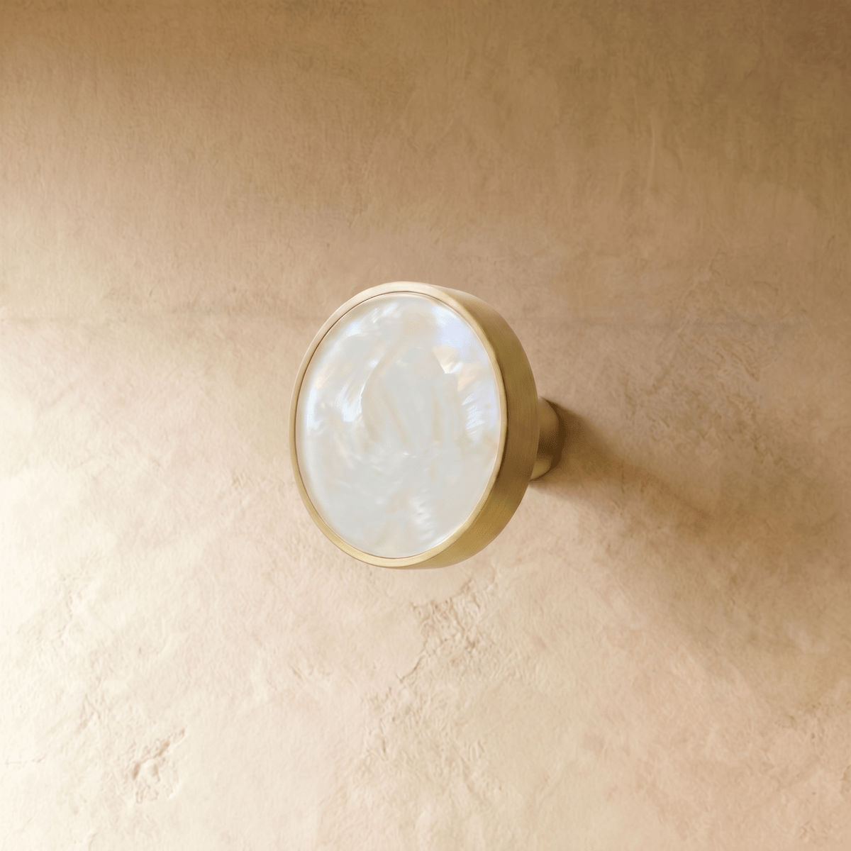 Shell Inlay & Brass Cabinet Knobs & Pull Bars, Contemporary Kitchen & Wardrobe Hardware, Pearl Texture, Set of 2, 0.8-5in