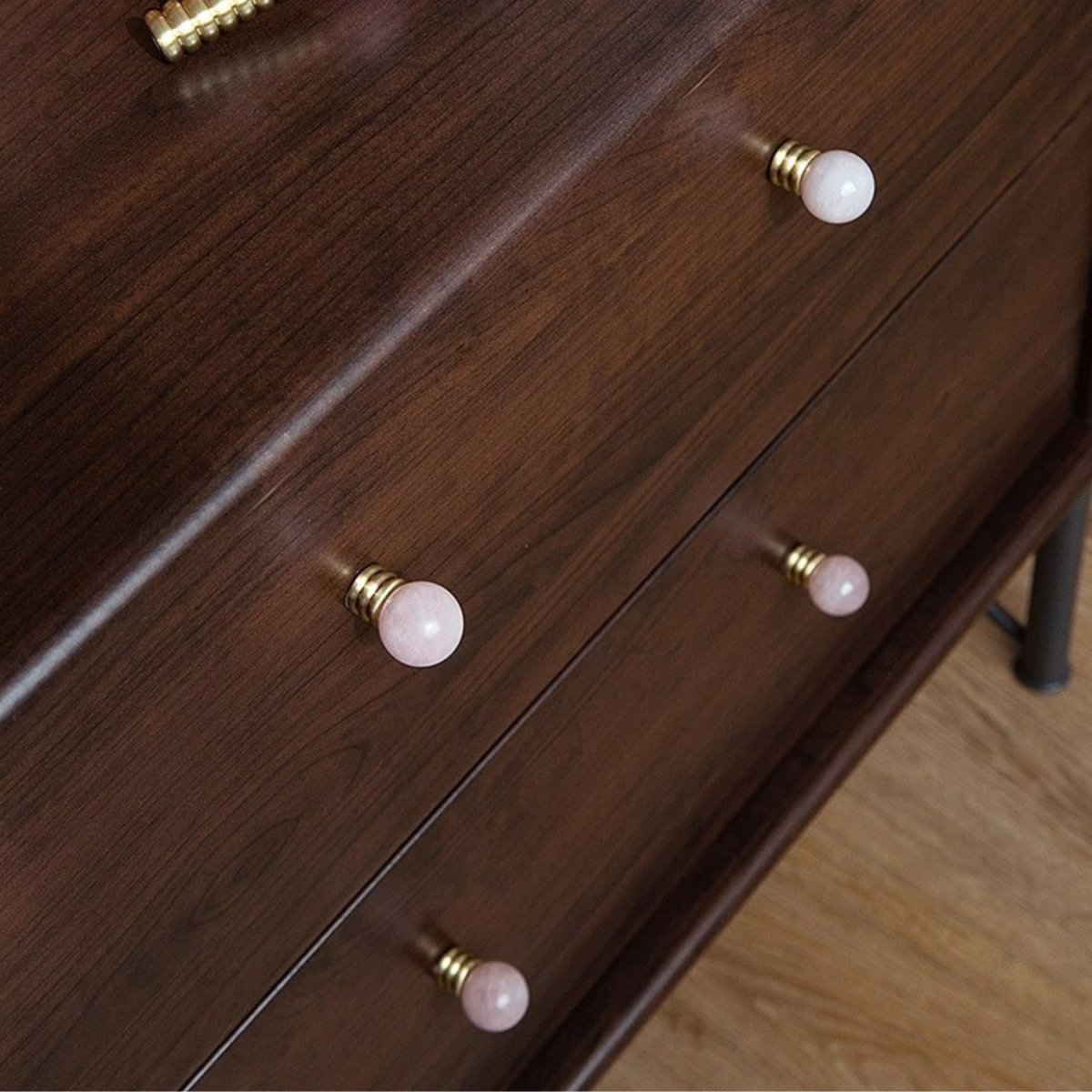 Crystal & Jade Cabinet Knobs on Brass, Decorative Kitchen & Dresser Hardware, 7 Colors, Set of 2, 1.1-1.7in