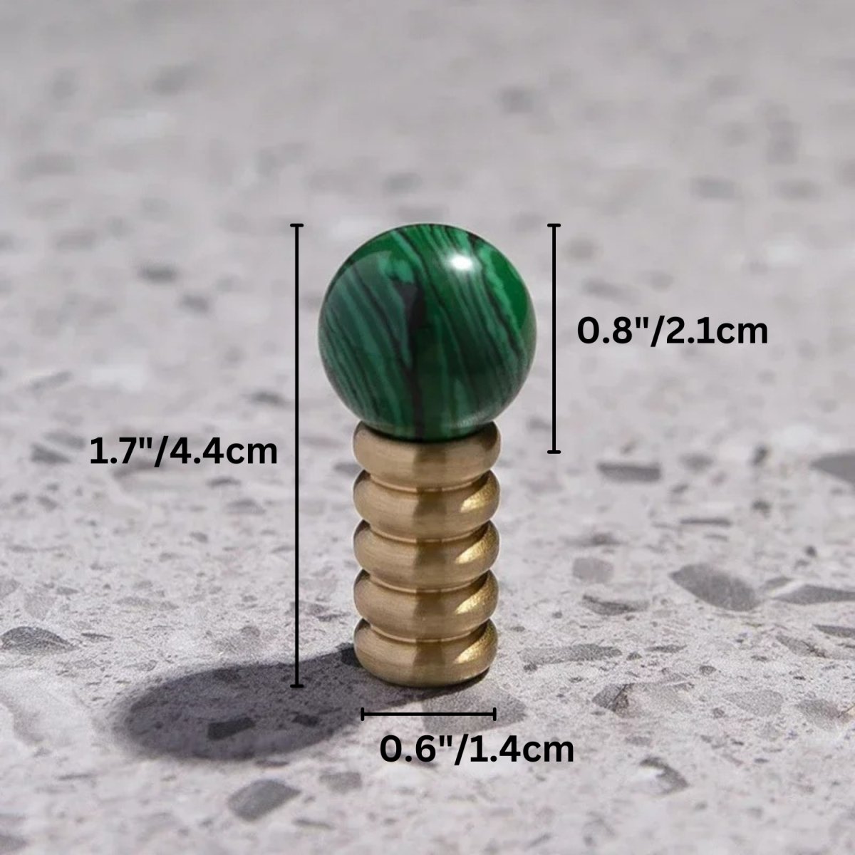 Crystal & Jade Cabinet Knobs on Brass, Decorative Kitchen & Dresser Hardware, 7 Colors, Set of 2, 1.1-1.7in