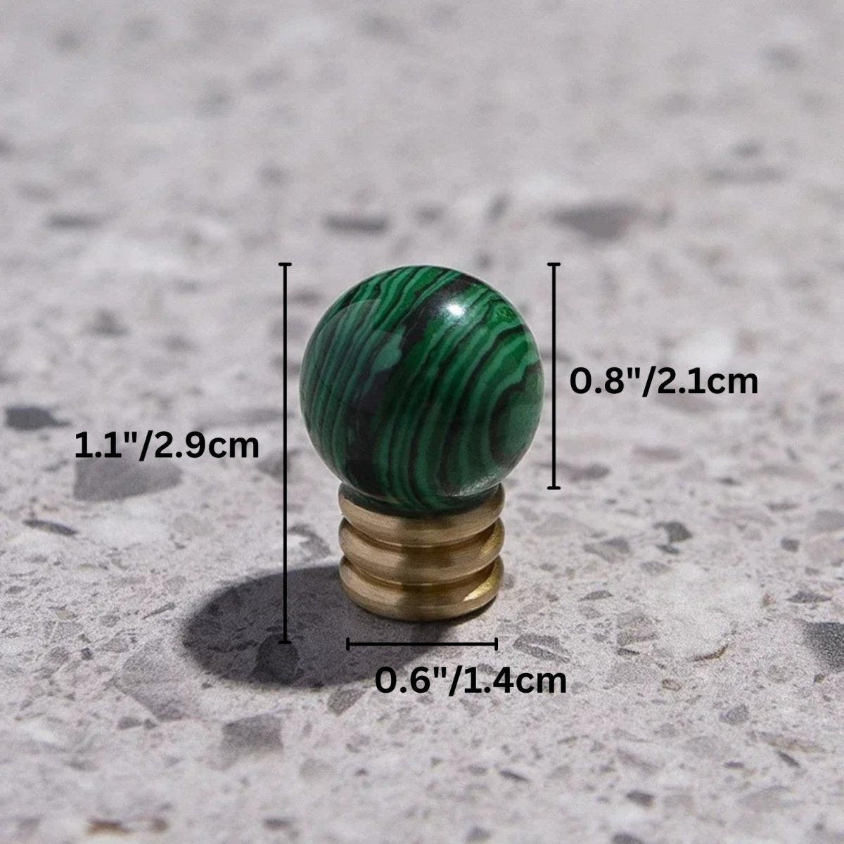 Crystal & Jade Cabinet Knobs on Brass, Decorative Kitchen & Dresser Hardware, 7 Colors, Set of 2, 1.1-1.7in