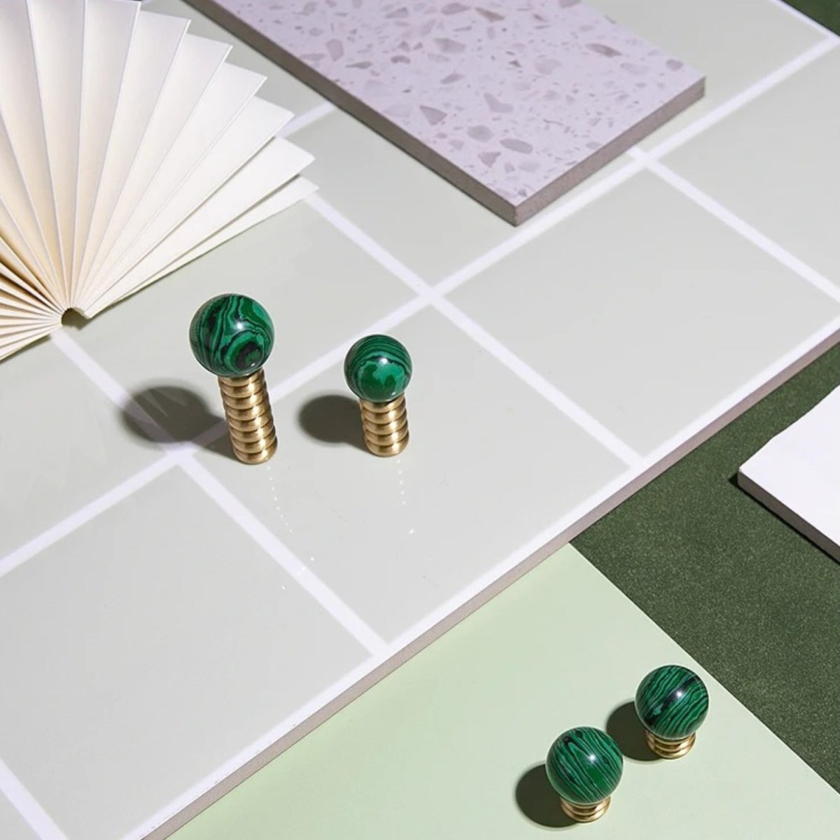 Crystal & Jade Cabinet Knobs on Brass, Decorative Kitchen & Dresser Hardware, 7 Colors, Set of 2, 1.1-1.7in