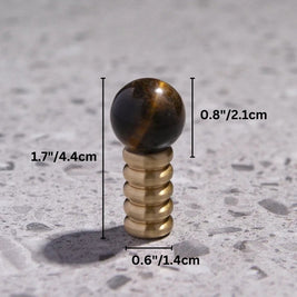 Crystal & Jade Cabinet Knobs on Brass, Decorative Kitchen & Dresser Hardware, 7 Colors, Set of 2, 1.1-1.7in