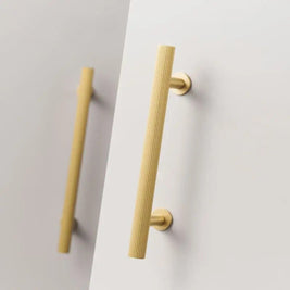 Knurled Solid Brass Cabinet Knobs & Drawer Pull Bars, Modern Kitchen & Wardrobe Hardware, 3 Finishes, Set of 2, 1.97-12.6in