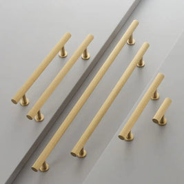 Knurled Solid Brass Cabinet Knobs & Drawer Pull Bars, Modern Kitchen & Wardrobe Hardware, 3 Finishes, Set of 2, 1.97-12.6in