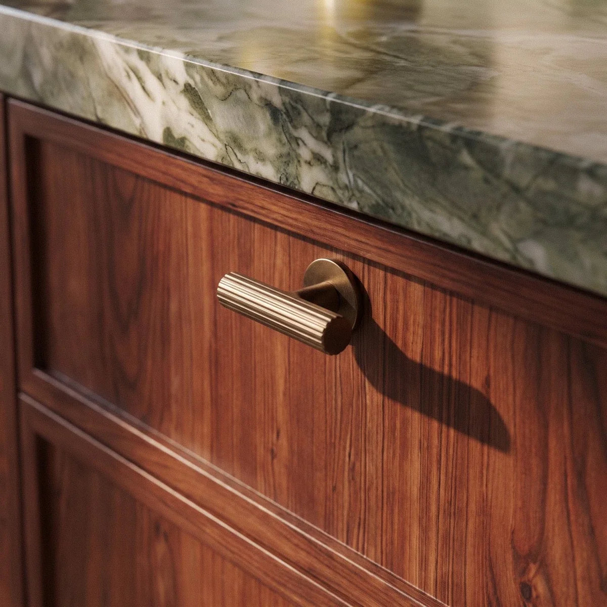 Knurled Solid Brass Cabinet Knobs & Drawer Pull Bars, Modern Kitchen & Wardrobe Hardware, 3 Finishes, Set of 2, 1.97-12.6in