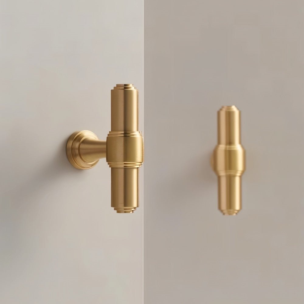 Solid Brass Cabinet Knobs & Drawer Pulls, Modern Kitchen & Wardrobe Hardware, Brushed Machined Detail, Set of 2, 0.9-12.5in