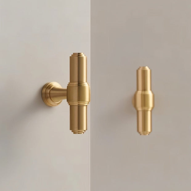 Solid Brass Cabinet Knobs & Drawer Pulls, Modern Kitchen & Wardrobe Hardware, Brushed Machined Detail, Set of 2, 0.9-12.5in