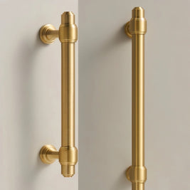 Solid Brass Cabinet Knobs & Drawer Pulls, Modern Kitchen & Wardrobe Hardware, Brushed Machined Detail, Set of 2, 0.9-12.5in