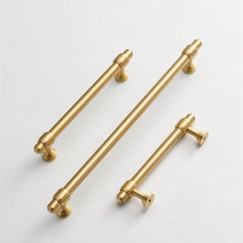 Solid Brass Cabinet Knobs & Drawer Pulls, Modern Kitchen & Wardrobe Hardware, Brushed Machined Detail, Set of 2, 0.9-12.5in