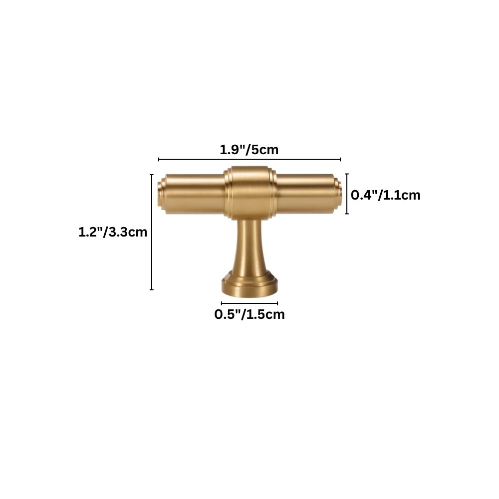 Solid Brass Cabinet Knobs & Drawer Pulls, Modern Kitchen & Wardrobe Hardware, Brushed Machined Detail, Set of 2, 0.9-12.5in
