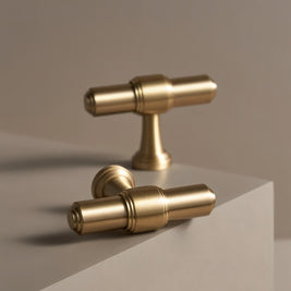 Solid Brass Cabinet Knobs & Drawer Pulls, Modern Kitchen & Wardrobe Hardware, Brushed Machined Detail, Set of 2, 0.9-12.5in