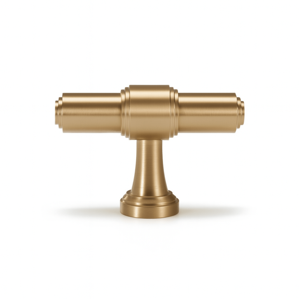 Solid Brass Cabinet Knobs & Drawer Pulls, Modern Kitchen & Wardrobe Hardware, Brushed Machined Detail, Set of 2, 0.9-12.5in