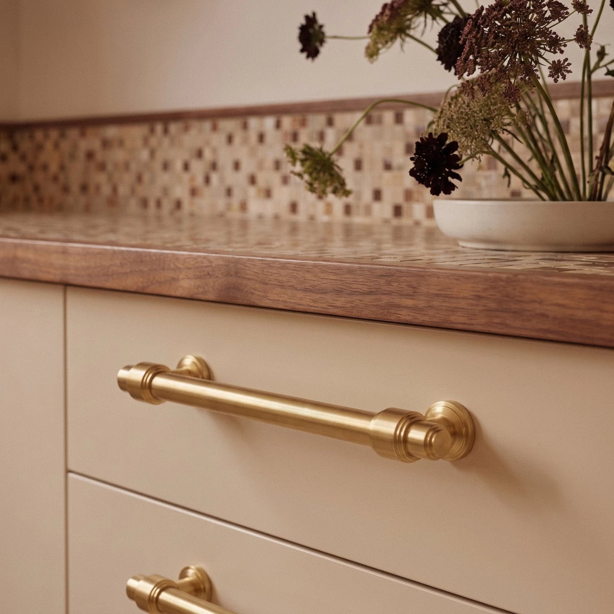 Solid Brass Cabinet Knobs & Drawer Pulls, Modern Kitchen & Wardrobe Hardware, Brushed Machined Detail, Set of 2, 0.9-12.5in