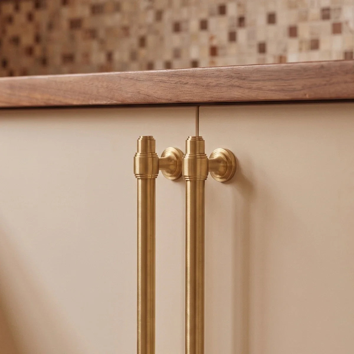 Solid Brass Cabinet Knobs & Drawer Pulls, Modern Kitchen & Wardrobe Hardware, Brushed Machined Detail, Set of 2, 0.9-12.5in