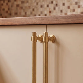 Solid Brass Cabinet Knobs & Drawer Pulls, Modern Kitchen & Wardrobe Hardware, Brushed Machined Detail, Set of 2, 0.9-12.5in