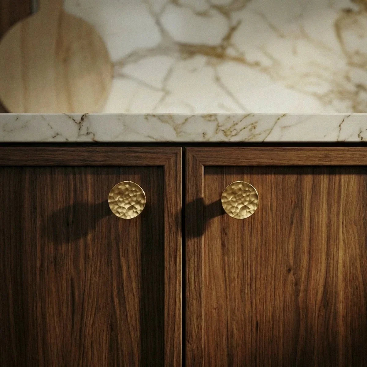 Hammered Solid Brass Cabinet Knobs & Drawer Pulls, Modern Kitchen & Closet Hardware, Textured Grip, Set of 2, 0.9-12.5in