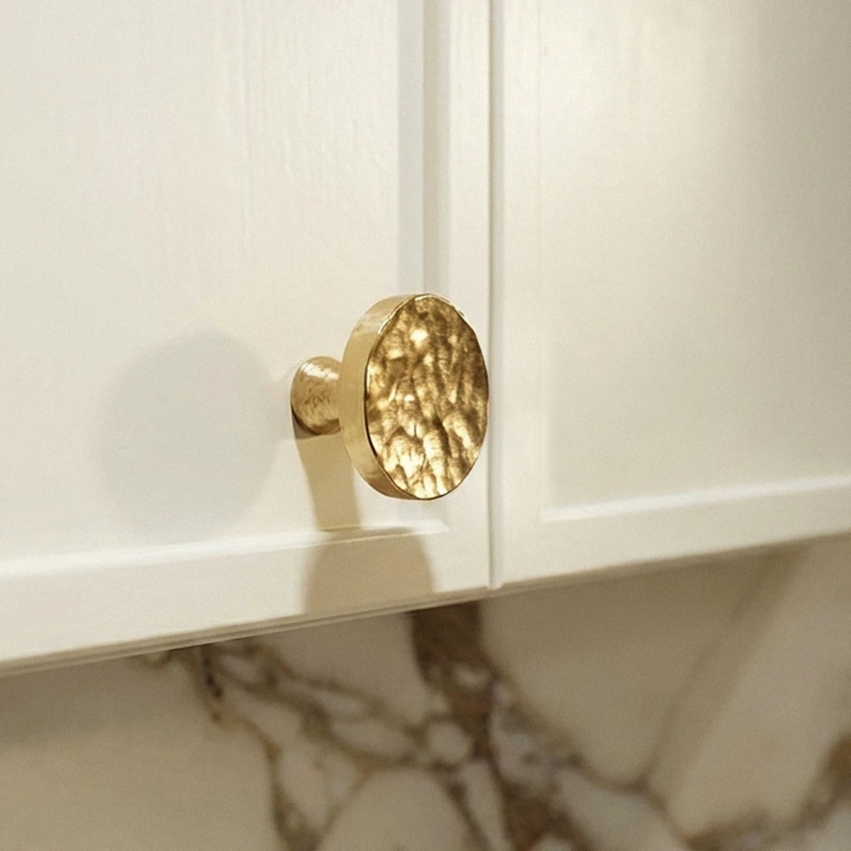 Hammered Solid Brass Cabinet Knobs & Drawer Pulls, Modern Kitchen & Closet Hardware, Textured Grip, Set of 2, 0.9-12.5in
