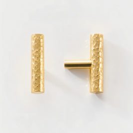 Hammered Solid Brass Cabinet Knobs & Drawer Pulls, Modern Kitchen & Closet Hardware, Textured Grip, Set of 2, 0.9-12.5in