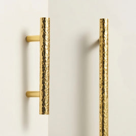 Hammered Solid Brass Cabinet Knobs & Drawer Pulls, Modern Kitchen & Closet Hardware, Textured Grip, Set of 2, 0.9-12.5in